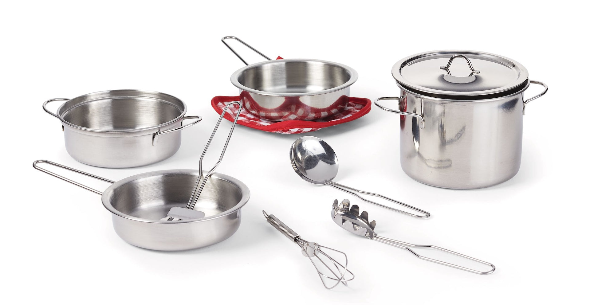 MASTER Chef Toy Kitchen Stainless Steel Cookware Set For Kids, 10 pc, Ages 3+