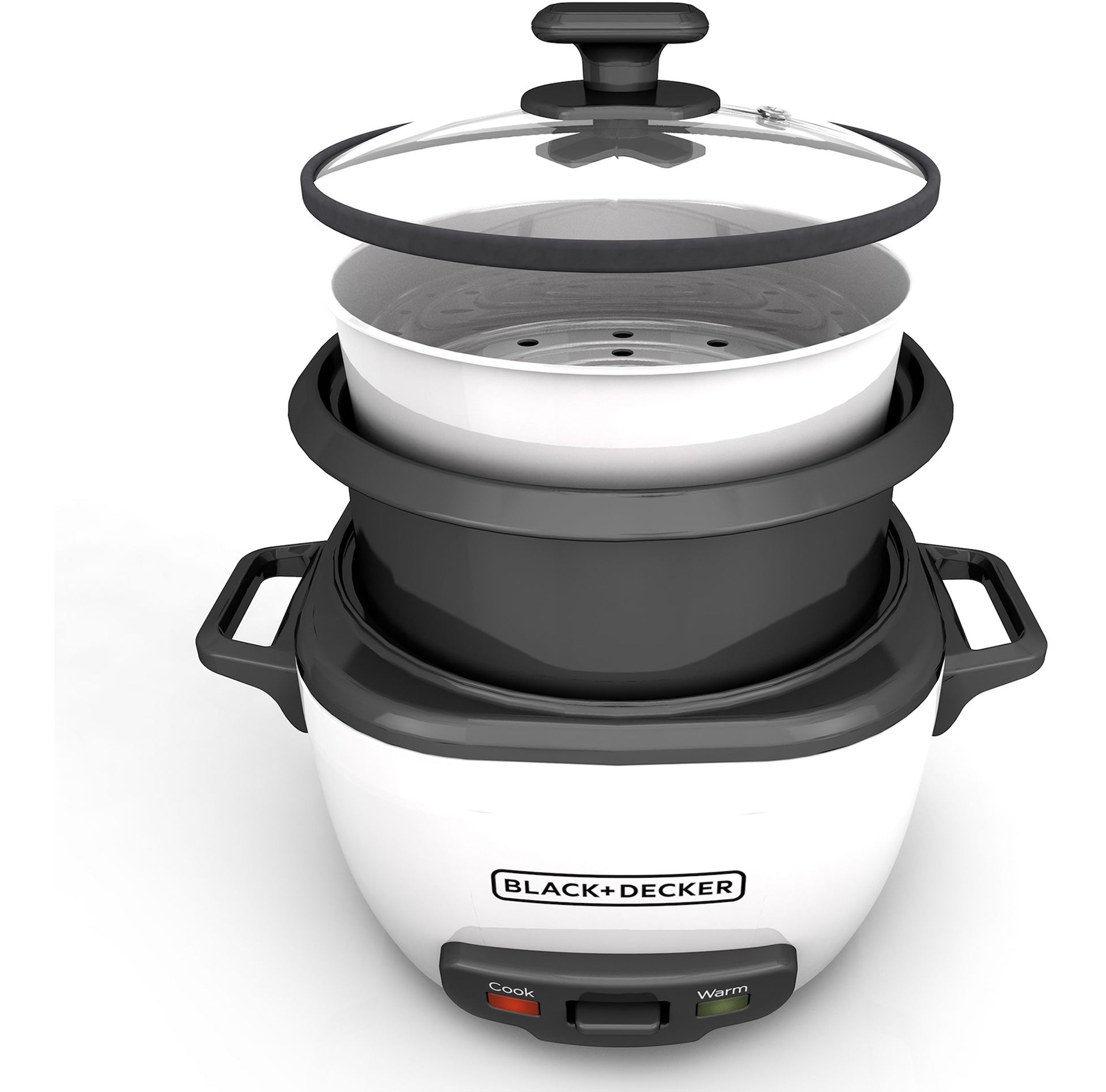 Black & Decker Rice Cooker & Non-Stick Steamer White, 16 Cups