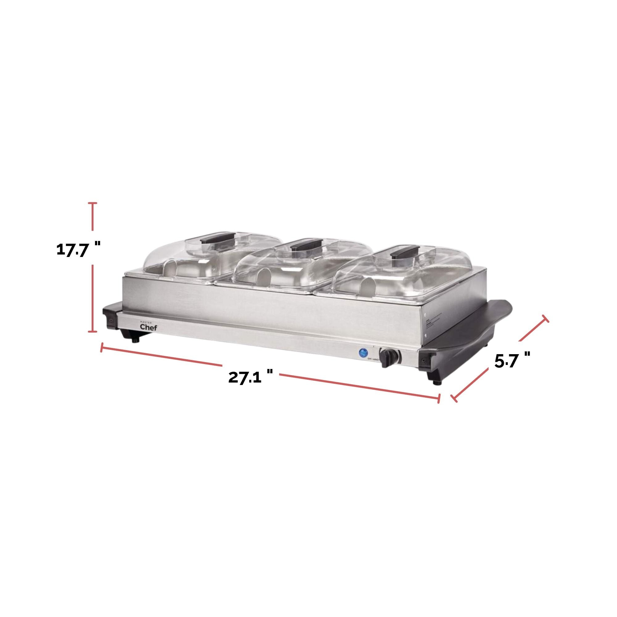 MASTER Chef 3-Tier Buffet Server/Food Warmer with Warming Tray, Stainless Steel, 300W