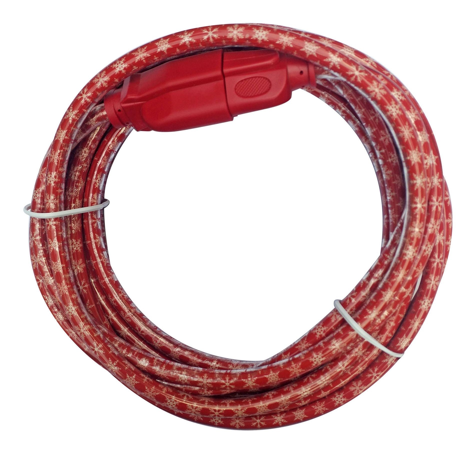 Ritecord 16/3 Outdoor Snowflake Extension Cord with Grounded Outlet, Red/White, 7.5-m