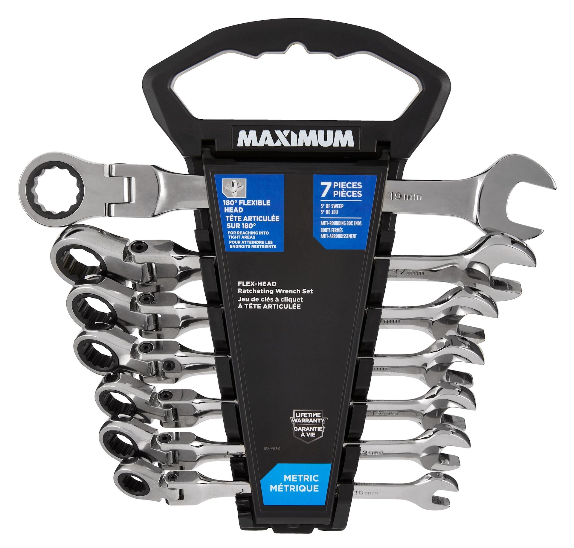 MAXIMUM Flexhead Ratcheting Wrench Set, Alloy Steel, Metric, 7-pc