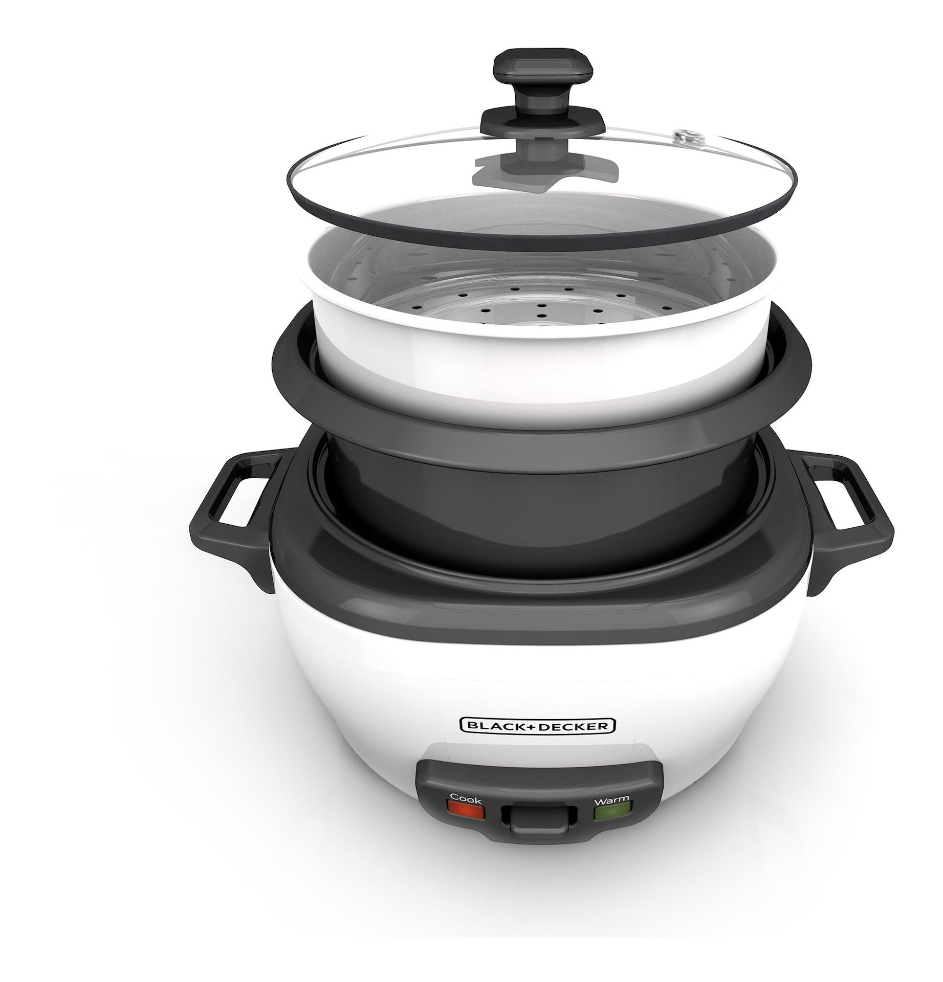 Black & Decker Rice Cooker & Non-Stick Steamer White, 16 Cups