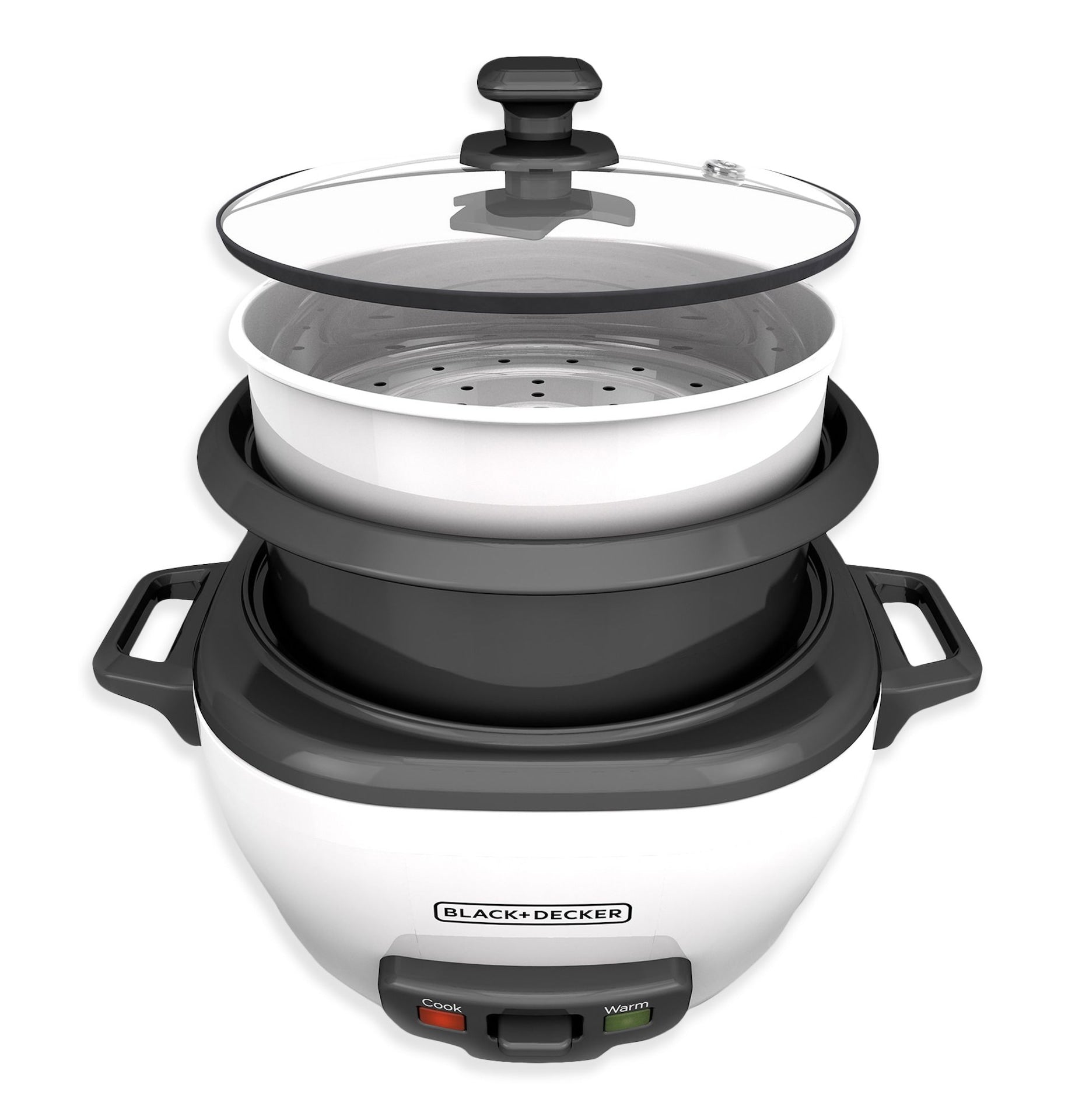 Black & Decker Non-Stick Rice Cooker & Steamer White, 6 Cups