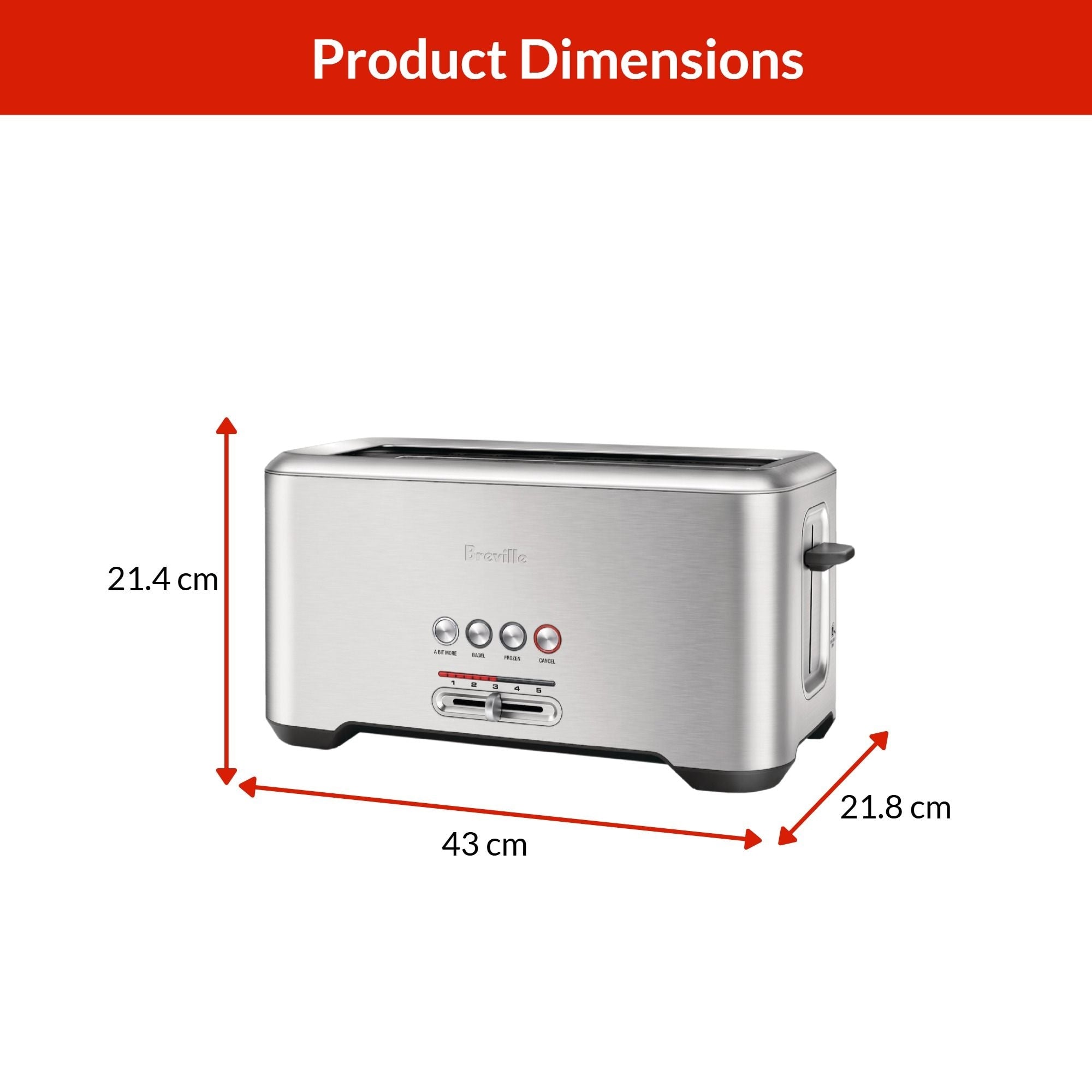 Breville ‘A Bit More’ 4-Slice Toaster, Brushed Stainless Steel