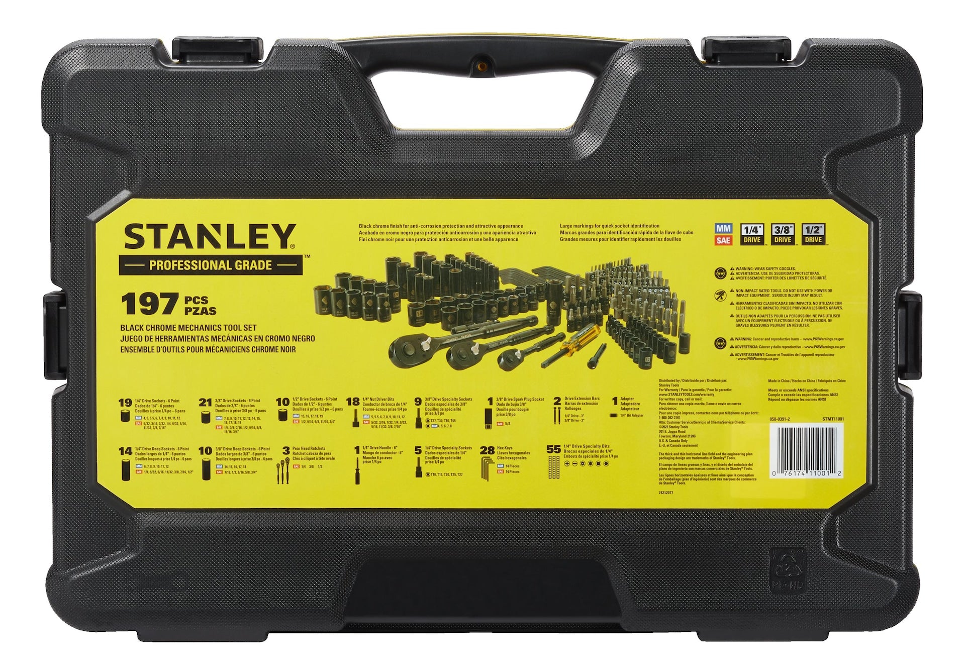 Stanley Professional Grade Black Chrome Socket Set, SAE/Metric, 197-pc