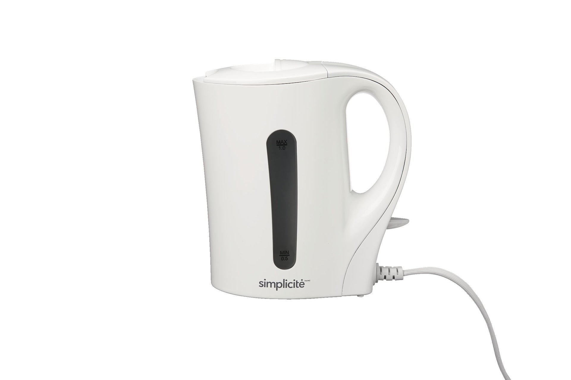 Simplicité Corded Electric Kettle with Auto Shut Off, White, 1-L