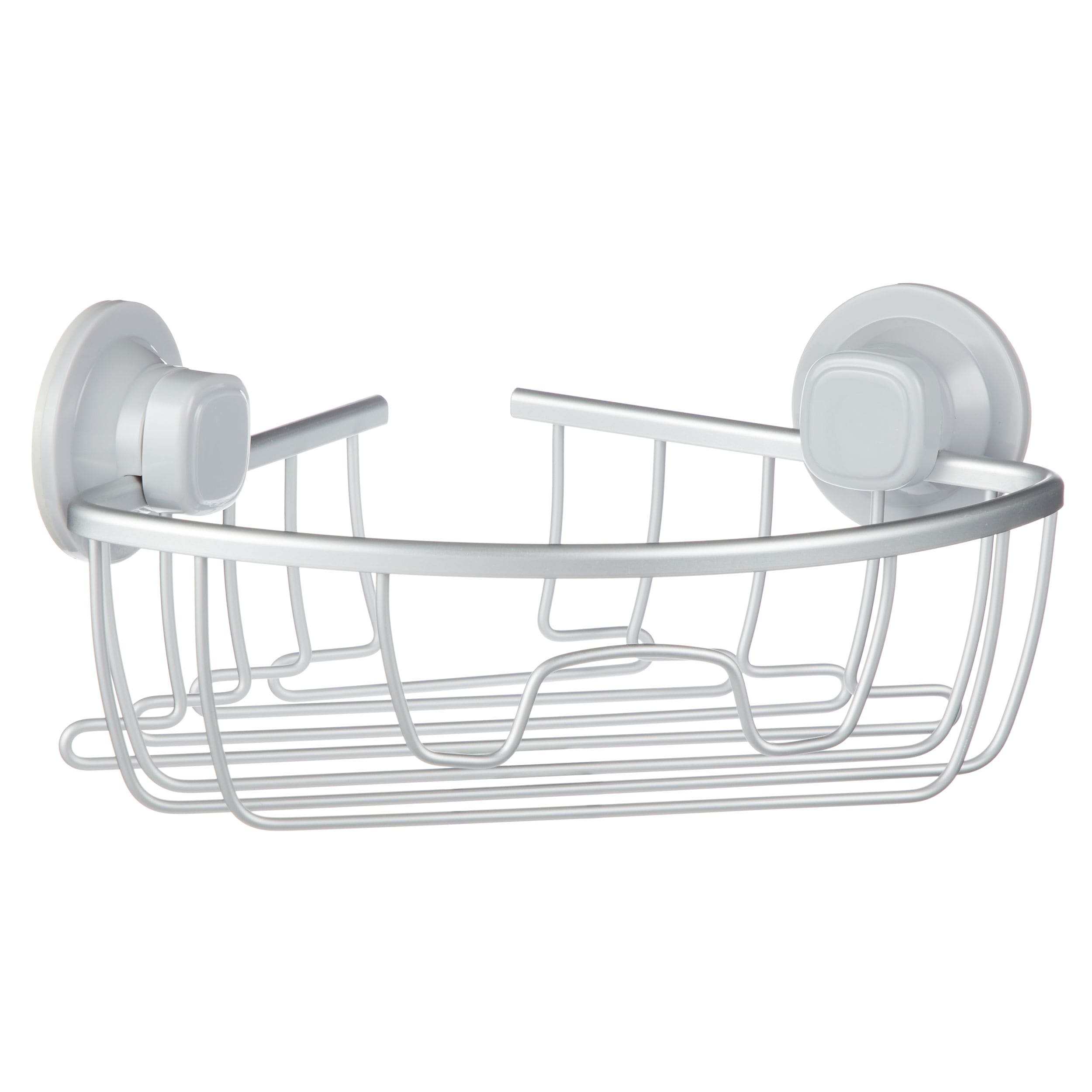 For Living Aluminum Rust-Resistant Suction Corner Shower Caddy, 3-in x 10-in x 7.25-in