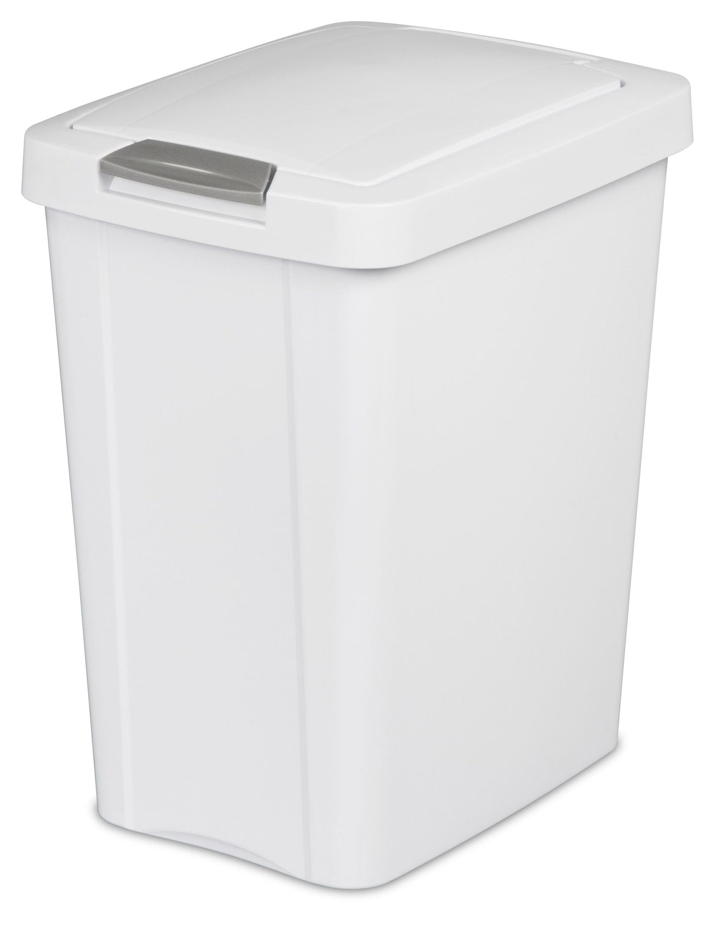 Sterilite Plastic Rectangular Springloaded Touch Top Garbage Can, White, 28-L