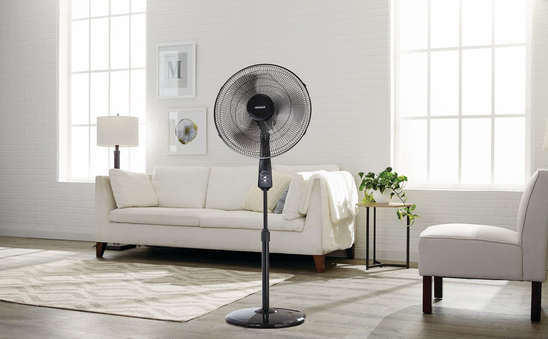 NOMA Oscillating Pedestal/Stand Fan with Remote Control, 3-Speed, Black, 18-in