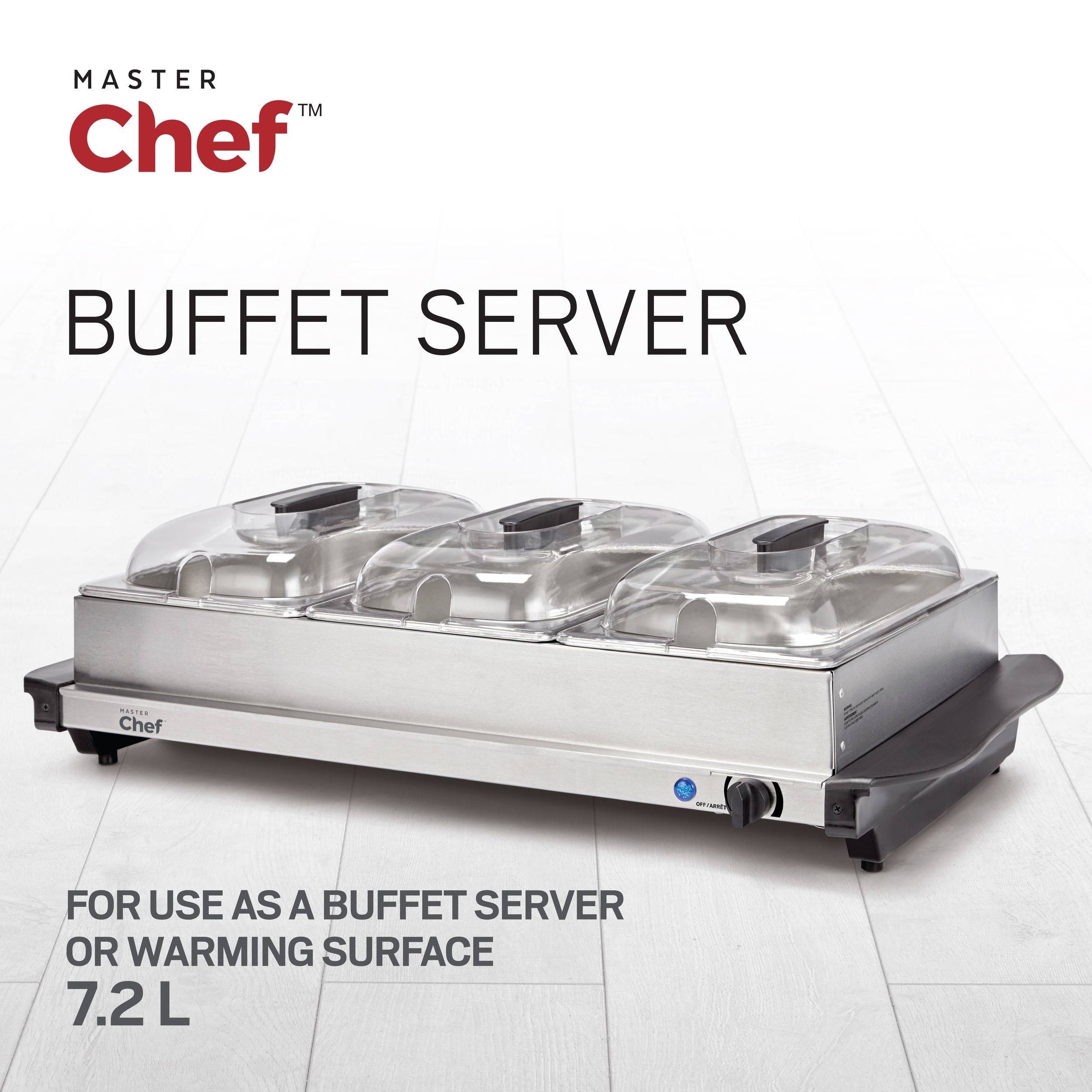 MASTER Chef 3-Tier Buffet Server/Food Warmer with Warming Tray, Stainless Steel, 300W