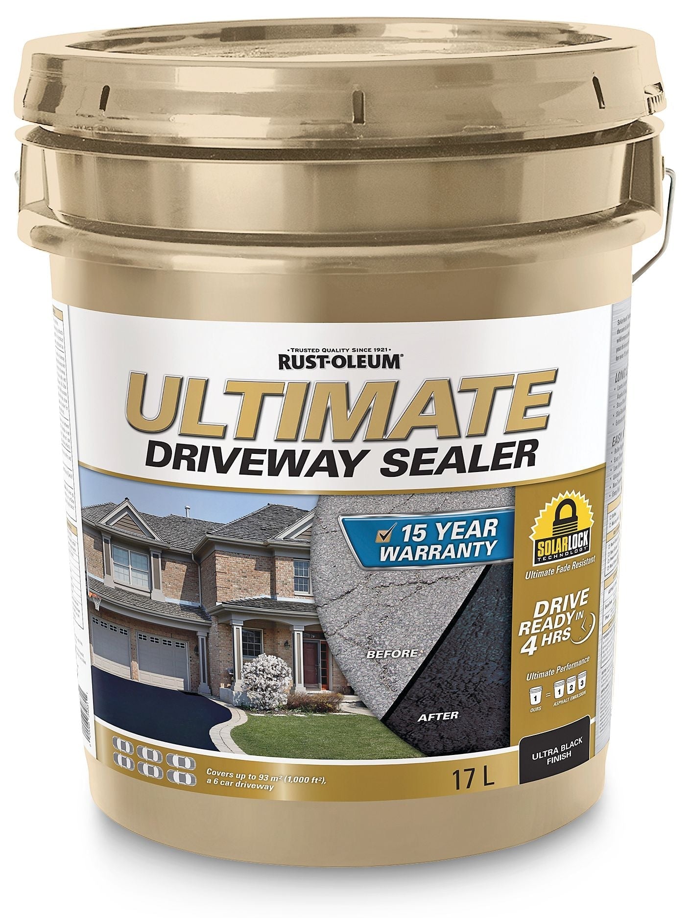 Rust-Oleum 15-Year Ultimate Asphalt Driveway Sealer, 1000 sq. ft Coverage, Ultra Black, 17-L
