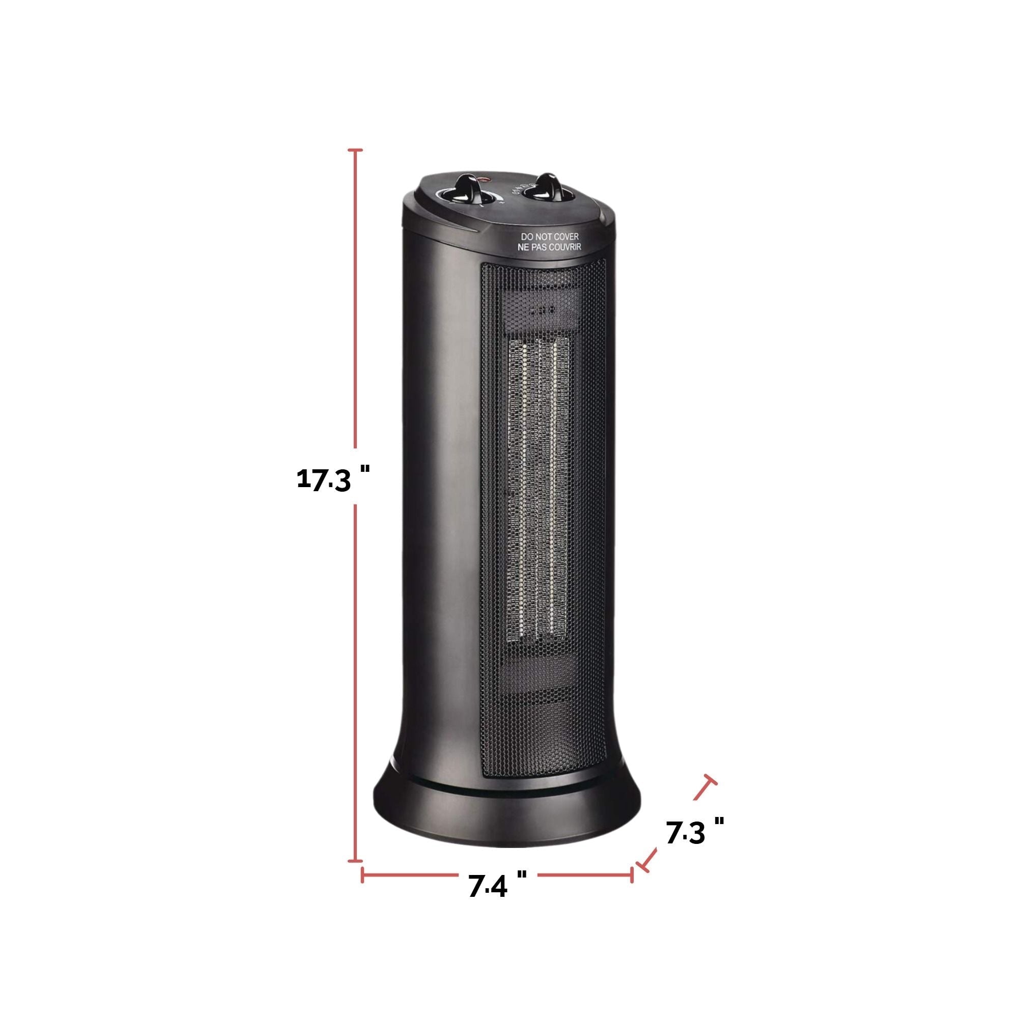 For Living Oscillating Tower Ceramic Space Heater withThermostat, 1500W, Black