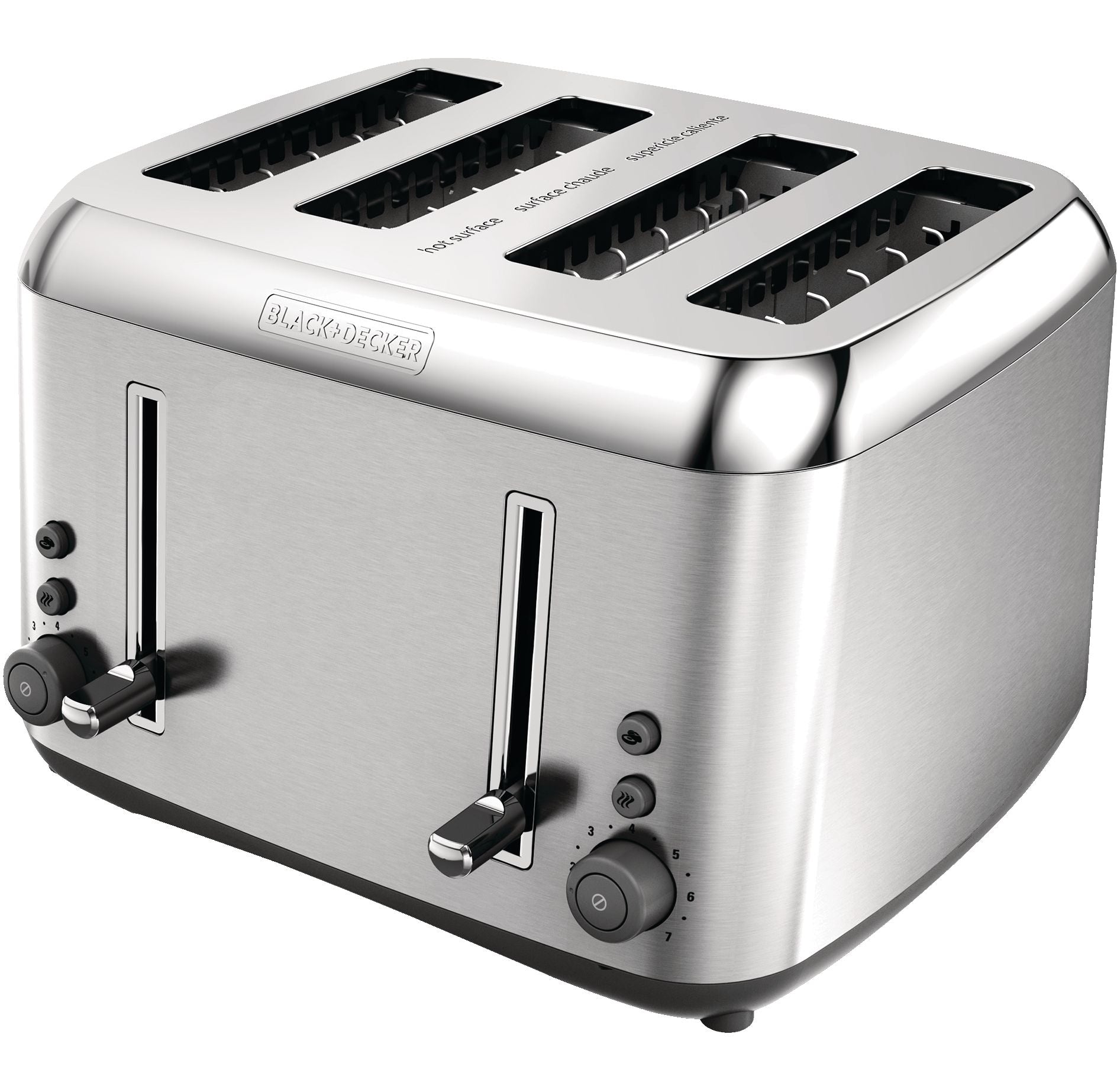 Black & Decker Toaster Kitchen Tools Extra Wide with 7 Settings, Stainless Steel, 4-Slices