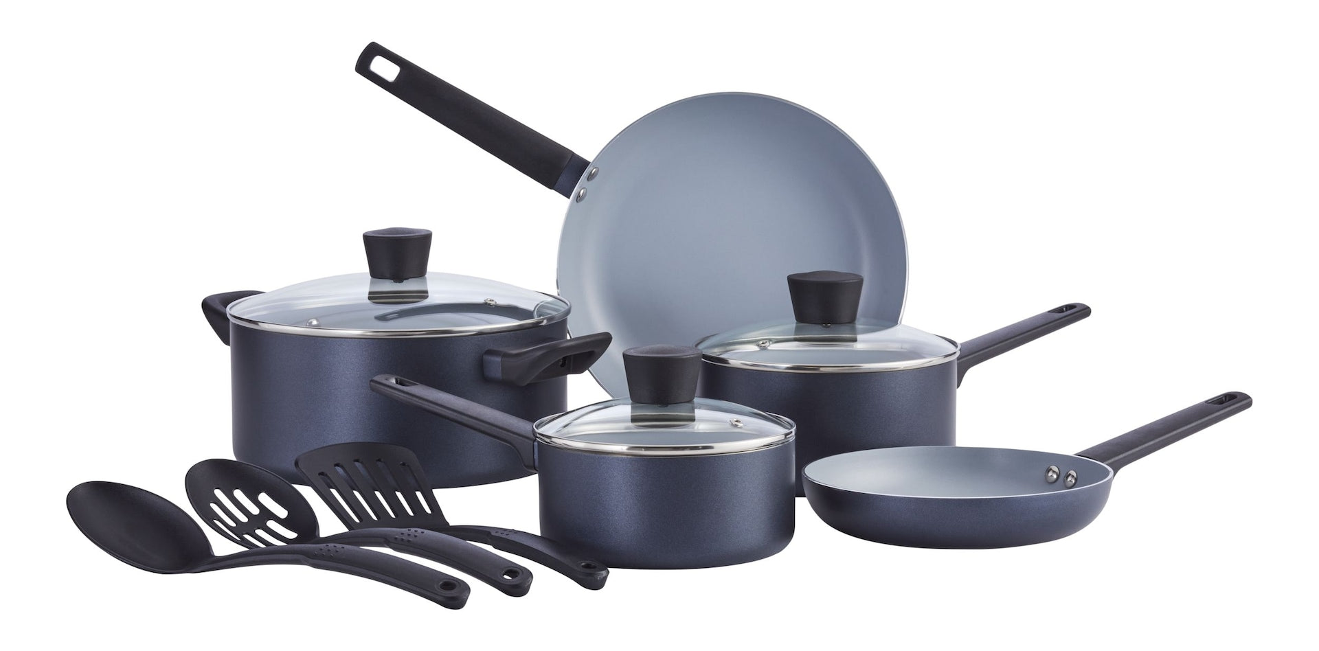 Master Chef Blue/Grey Non-Stick Cookware Set, 11-pc