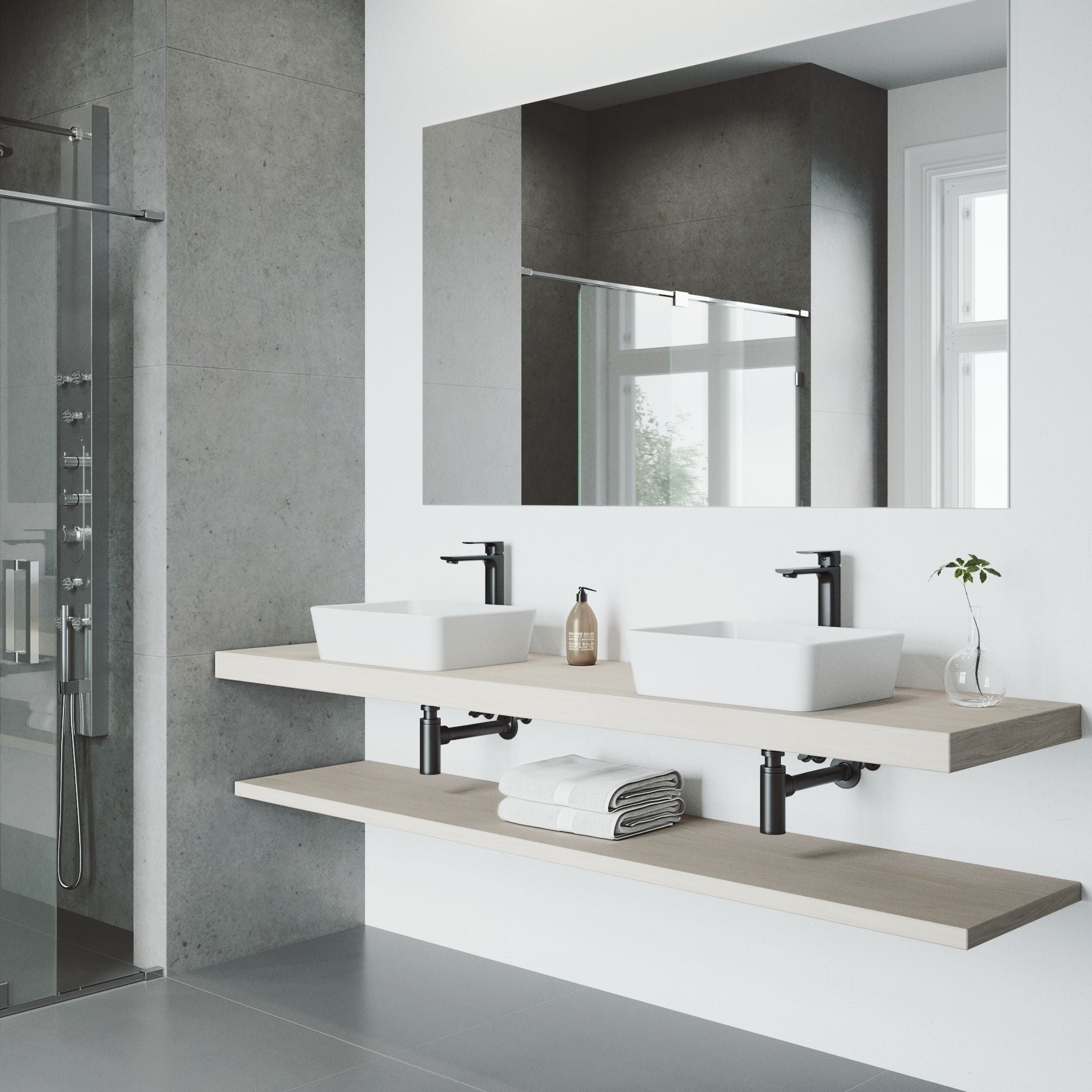 VIGO Marigold MatteStone Matte White Bathroom Sink/Basin Set with Norfolk Faucet and Rectangular Composite Vessel