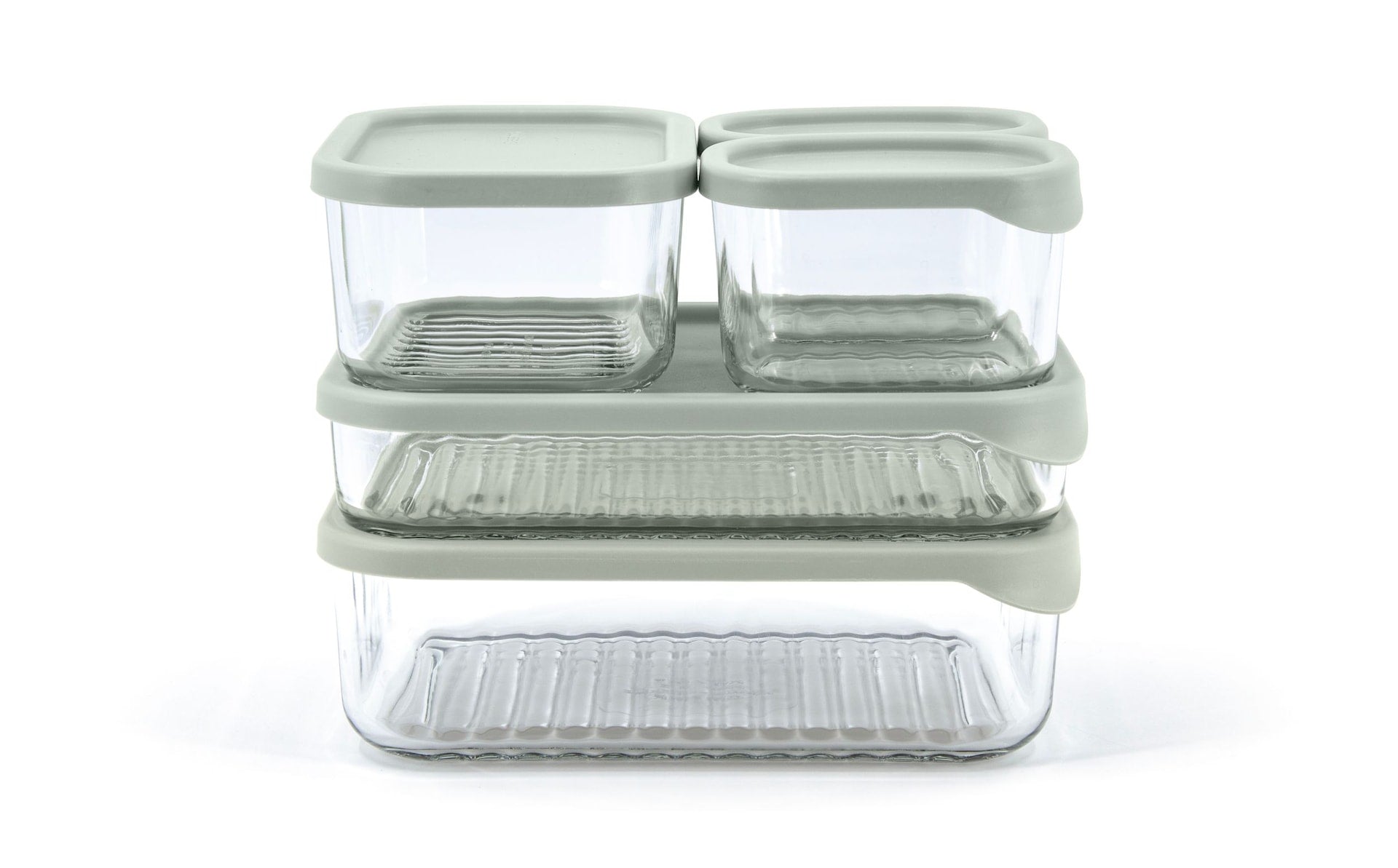 Glasslock Modular Reusable Glass Fridge Food Storage Container Set with Peel-Off Lid, 5 Count
