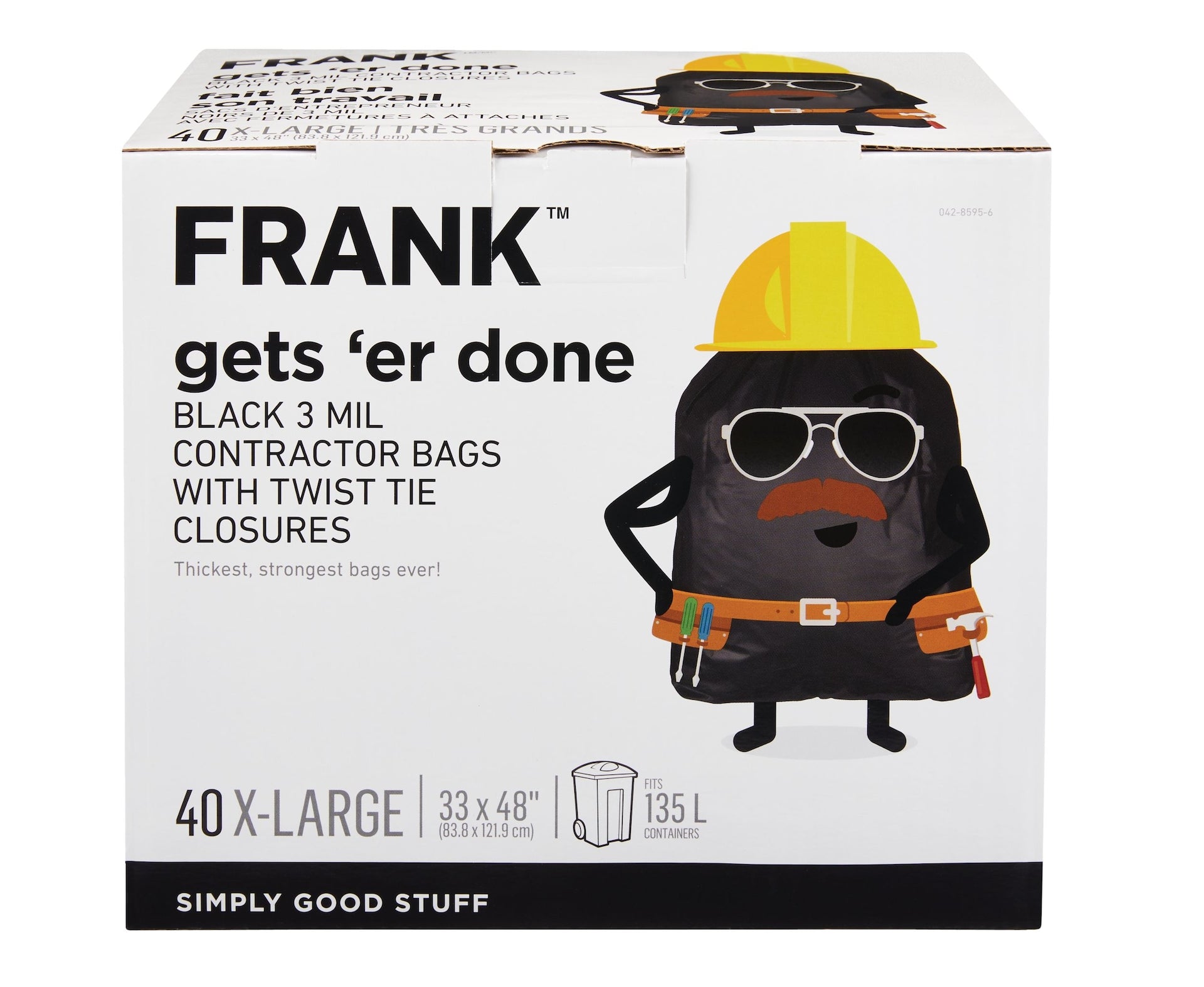 FRANK Extra-Large Twist-Tie Contractor Garbage Bags, 40-pk, Black, 135-L